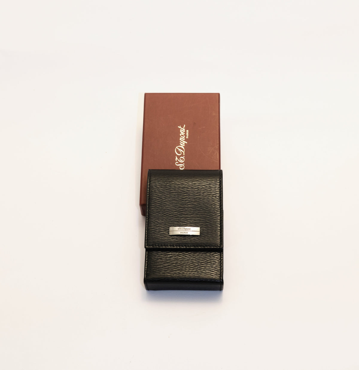 Porta sigarette Dupont in pelle nera