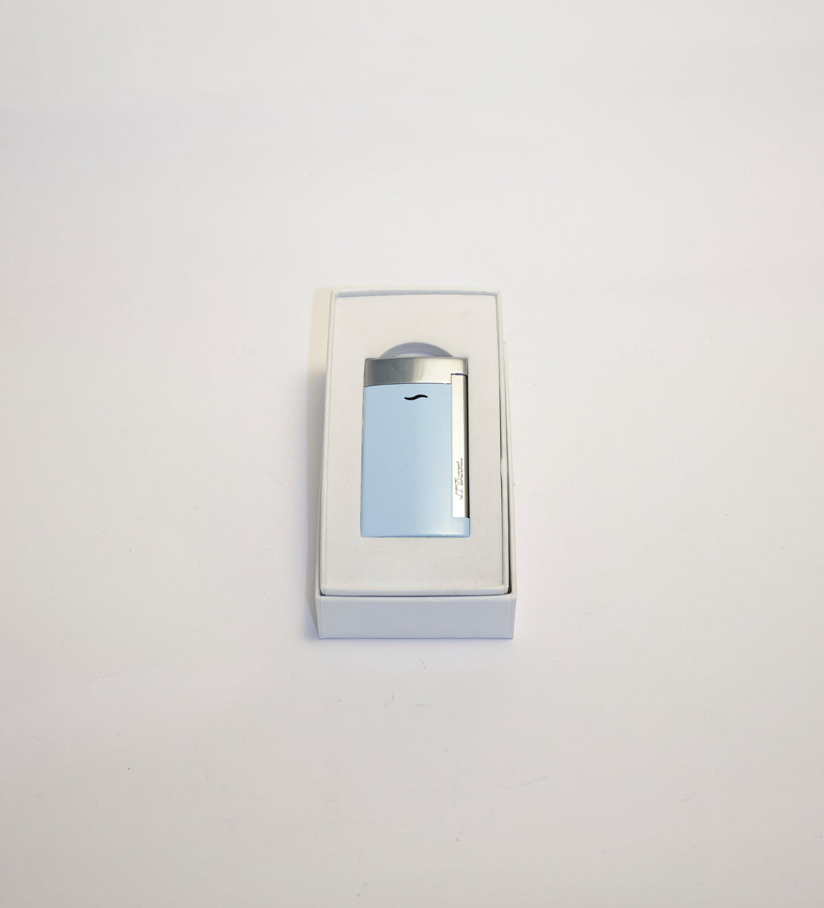 ACCENDINO  ST.DUPONT JET SLIM AZZURRO CON FINITURE CROMATE