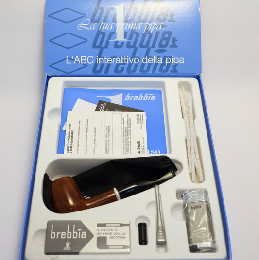 LA TUA PRIMA PIPA, KIT PIPA BREBBIA CONTENENTE PIPA, SCOVOLINI, ACCENDINO, FILTRI, PIGINO.