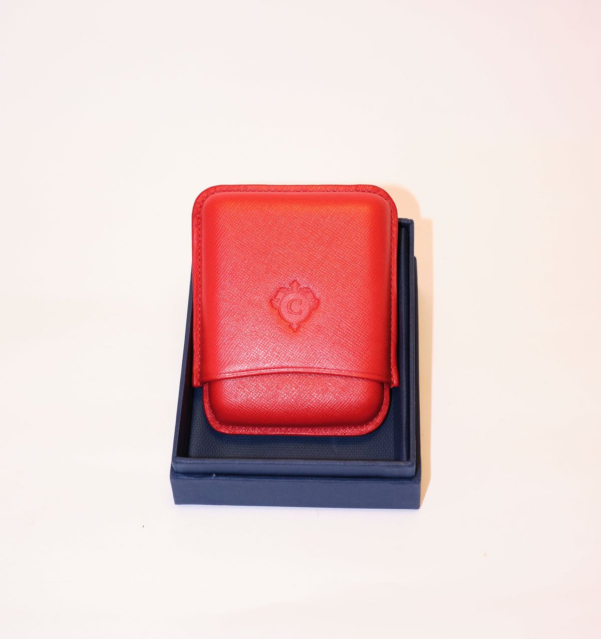 Porta sigari Cartujano in pelle rossa per sigari ammezzati