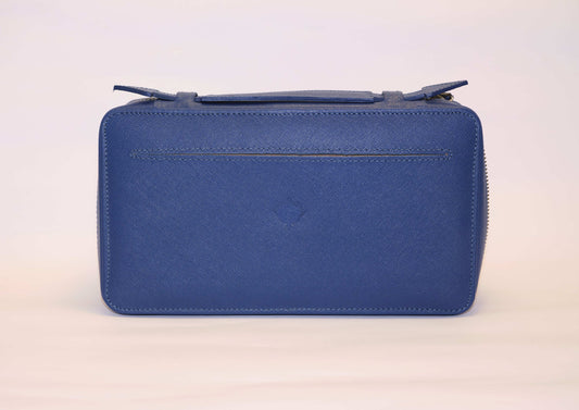 Necessaire per sigari e accendini Cartujano in pelle blu
